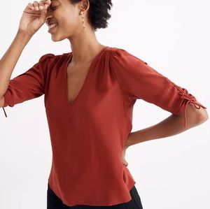 Madewell Silk Cinch-Sleeve Top